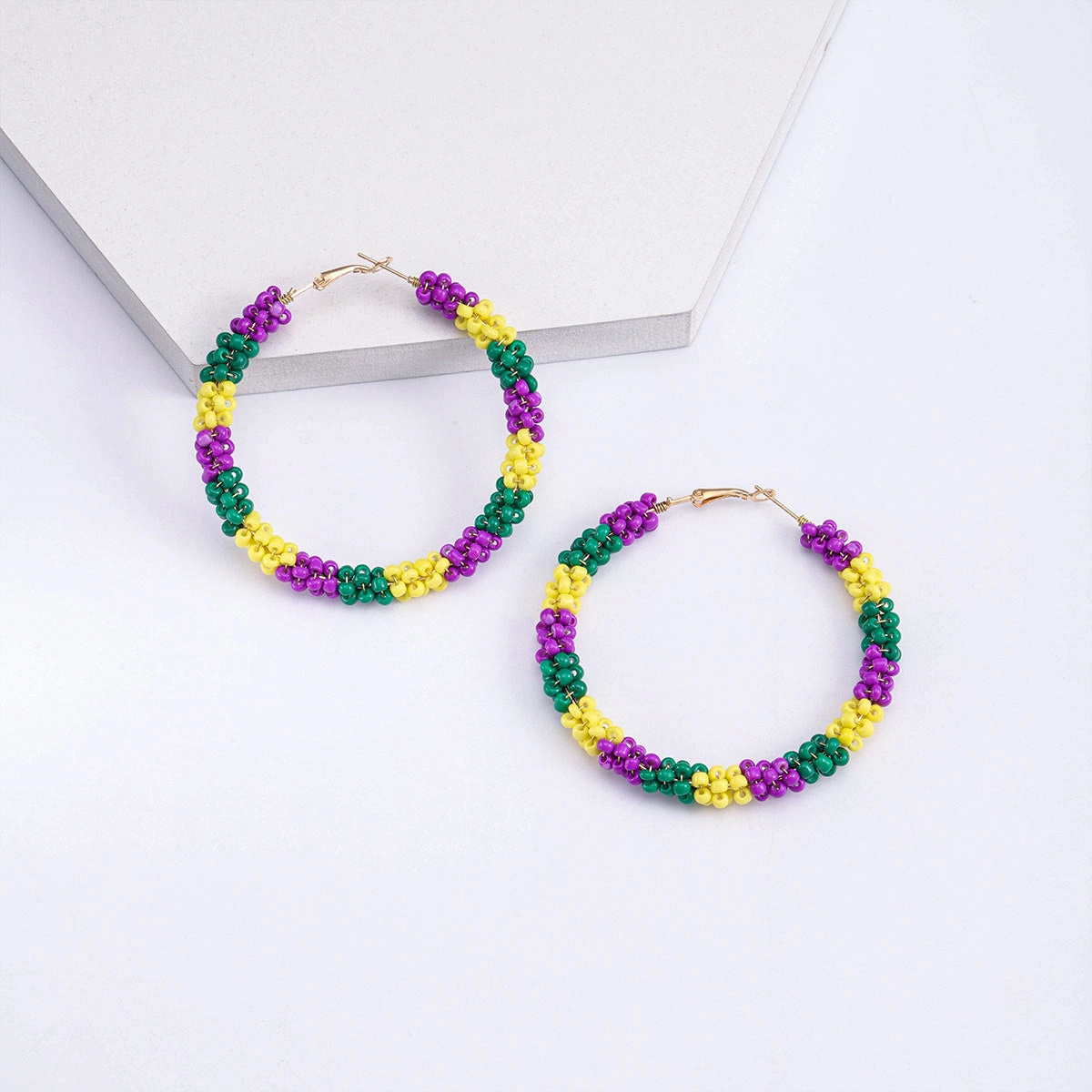 Wholesale New Colorful Knitted Alloy Handmade Rice Bead Earrings Fashion Unique Design Sensibility Trendy Festival Earrings Jewelry