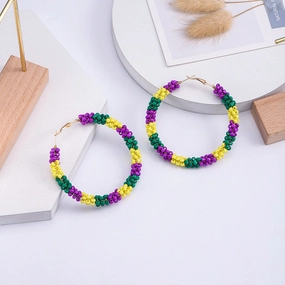 Wholesale New Colorful Knitted Alloy Handmade Rice Bead Earrings Fashion Unique Design Sensibility Trendy Festival Earrings Jewelry