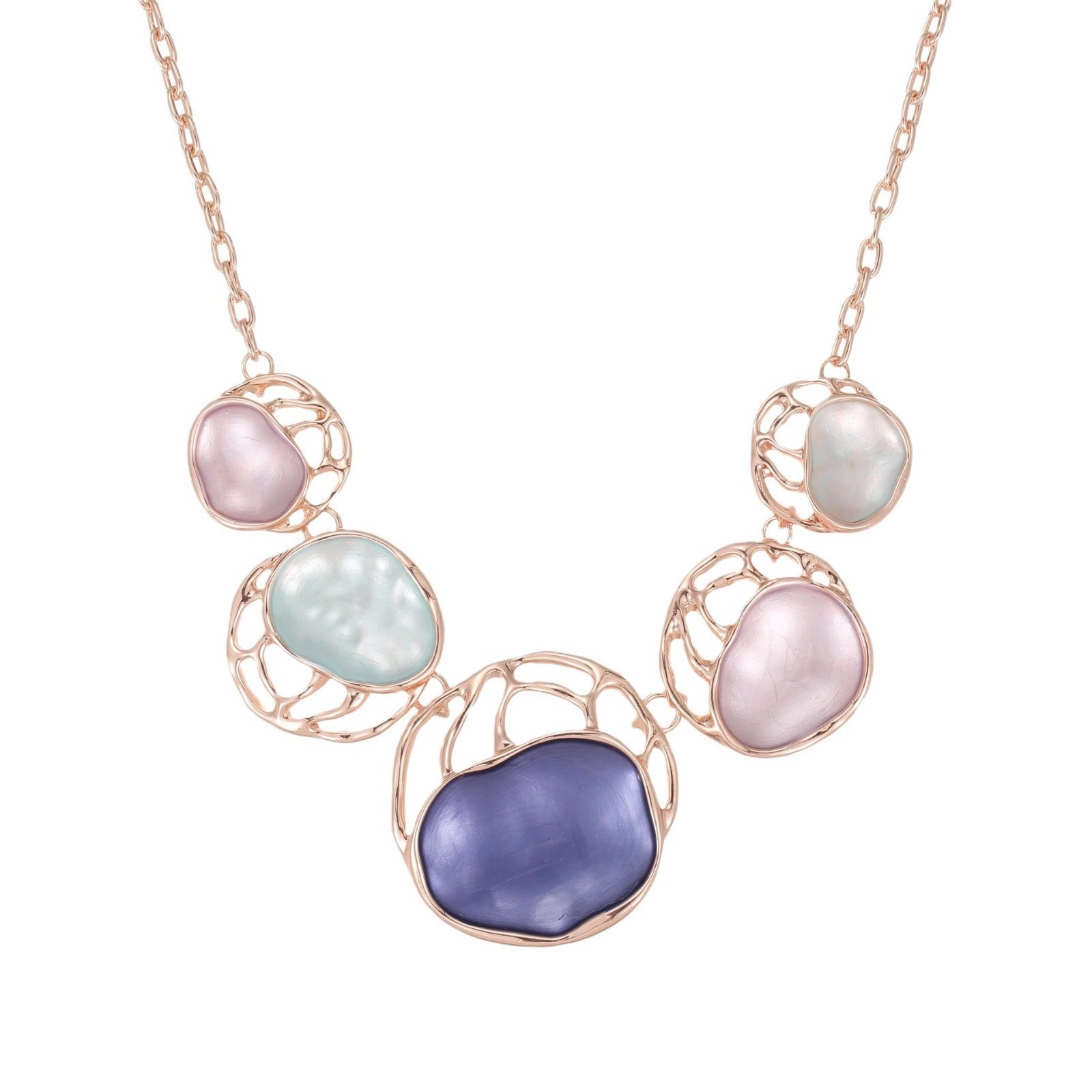 Wholesale New Colorful Painted Oil Openwork Oval Flower Necklace