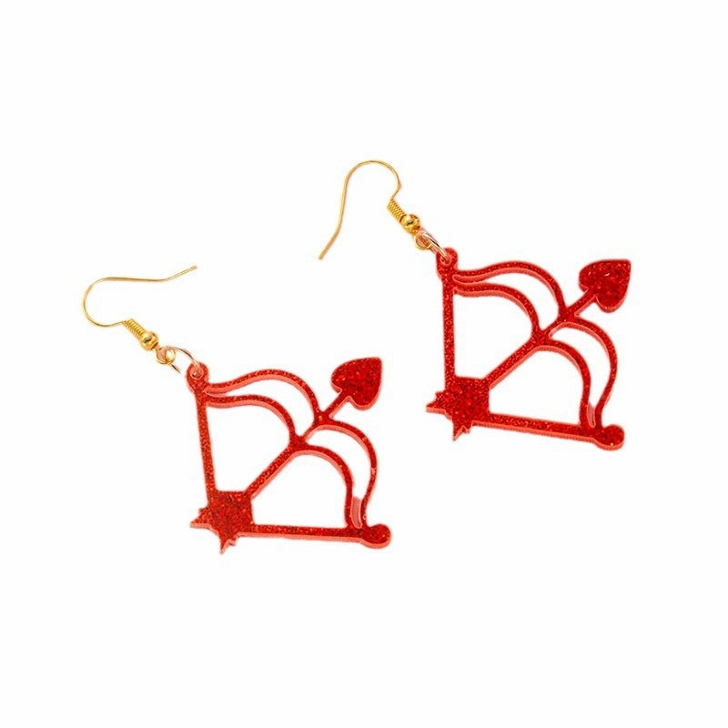 Wholesale New cross-border Valentine's Day ear hook glitter Cupid letter LOVE bow and arrow ear hook girl gift
