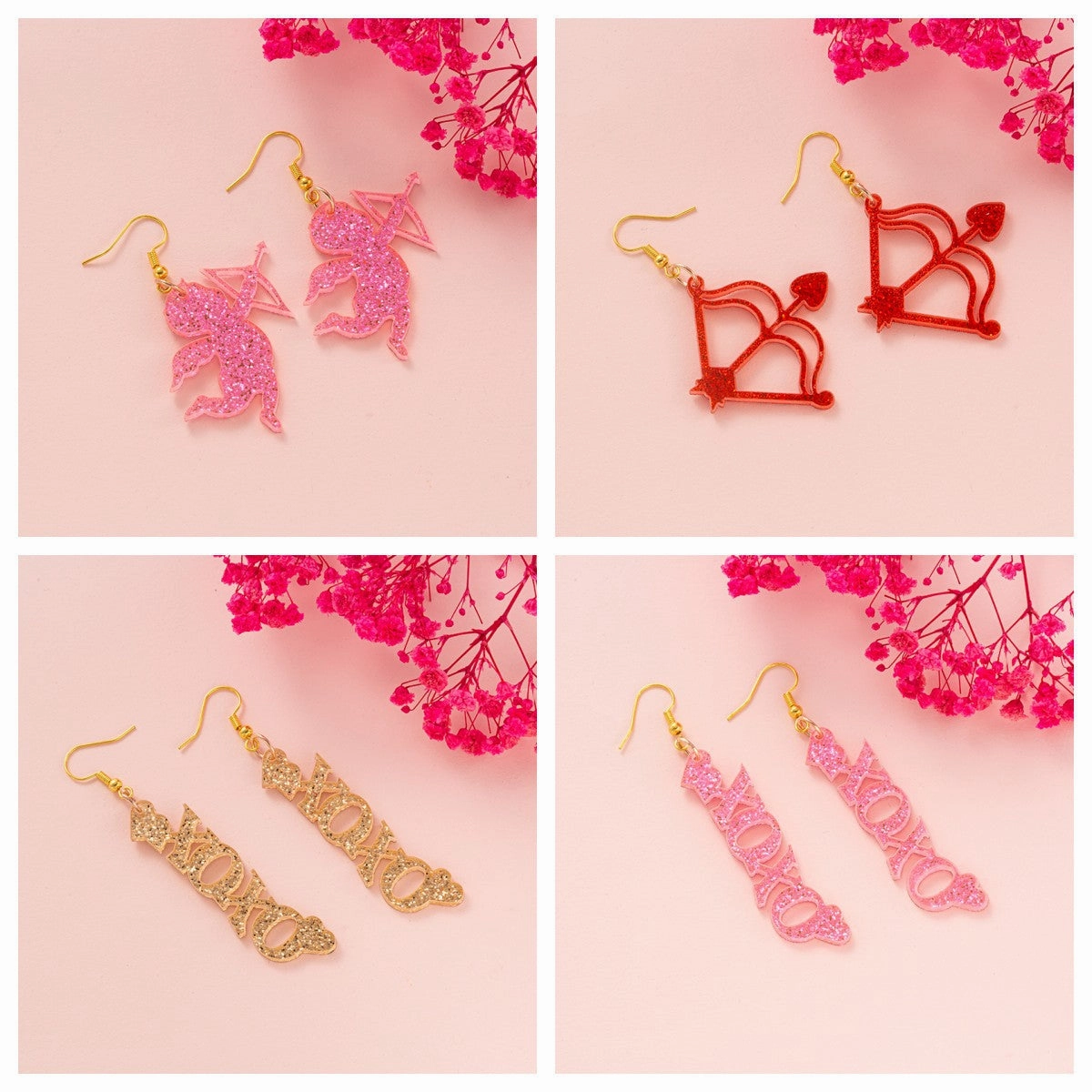 Wholesale New cross-border Valentine's Day ear hook glitter Cupid letter LOVE bow and arrow ear hook girl gift