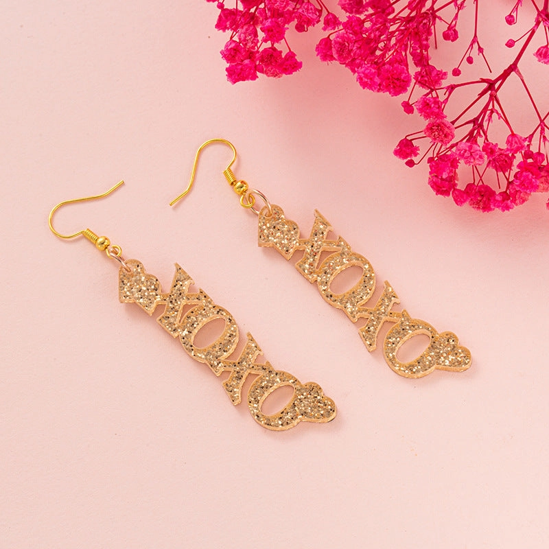 Wholesale New cross-border Valentine's Day ear hook glitter Cupid letter LOVE bow and arrow ear hook girl gift