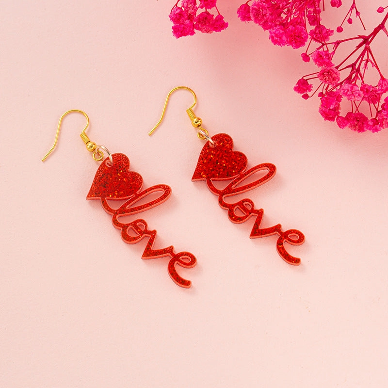 Wholesale New cross-border Valentine's Day ear hook glitter Cupid letter LOVE bow and arrow ear hook girl gift