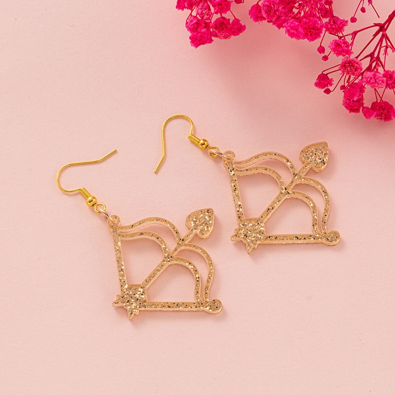 Wholesale New cross-border Valentine's Day ear hook glitter Cupid letter LOVE bow and arrow ear hook girl gift