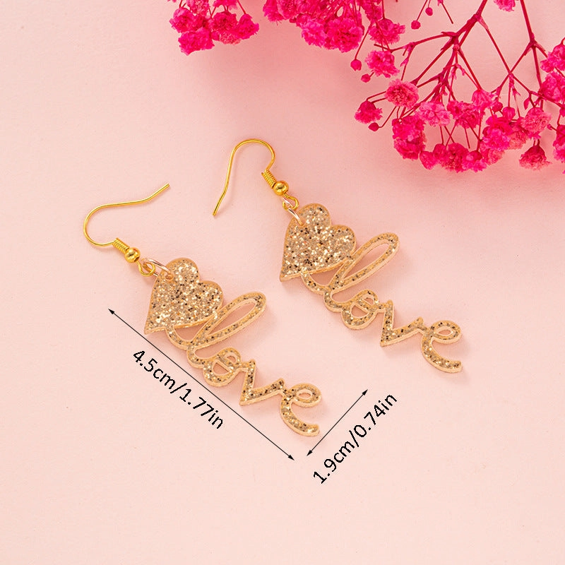 Wholesale New cross-border Valentine's Day ear hook glitter Cupid letter LOVE bow and arrow ear hook girl gift