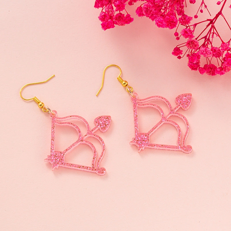 Wholesale New cross-border Valentine's Day ear hook glitter Cupid letter LOVE bow and arrow ear hook girl gift