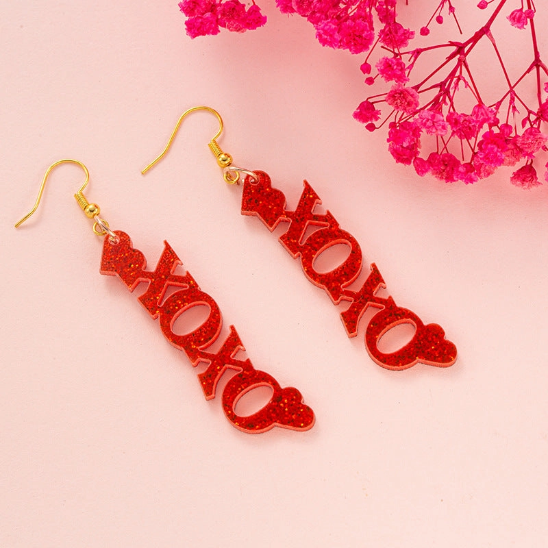 Wholesale New cross-border Valentine's Day ear hook glitter Cupid letter LOVE bow and arrow ear hook girl gift
