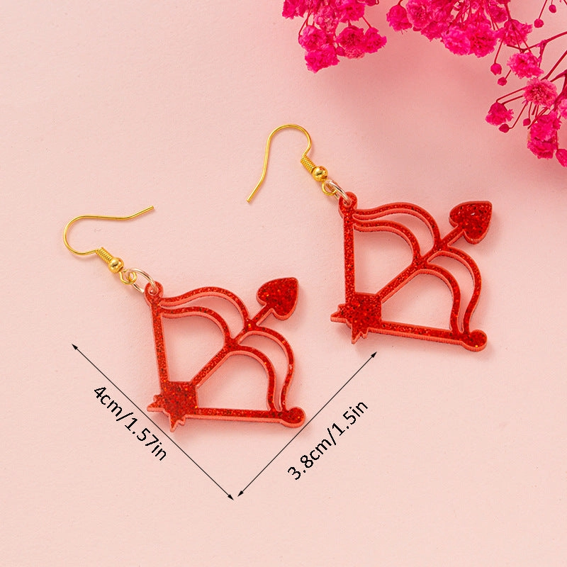 Wholesale New cross-border Valentine's Day ear hook glitter Cupid letter LOVE bow and arrow ear hook girl gift