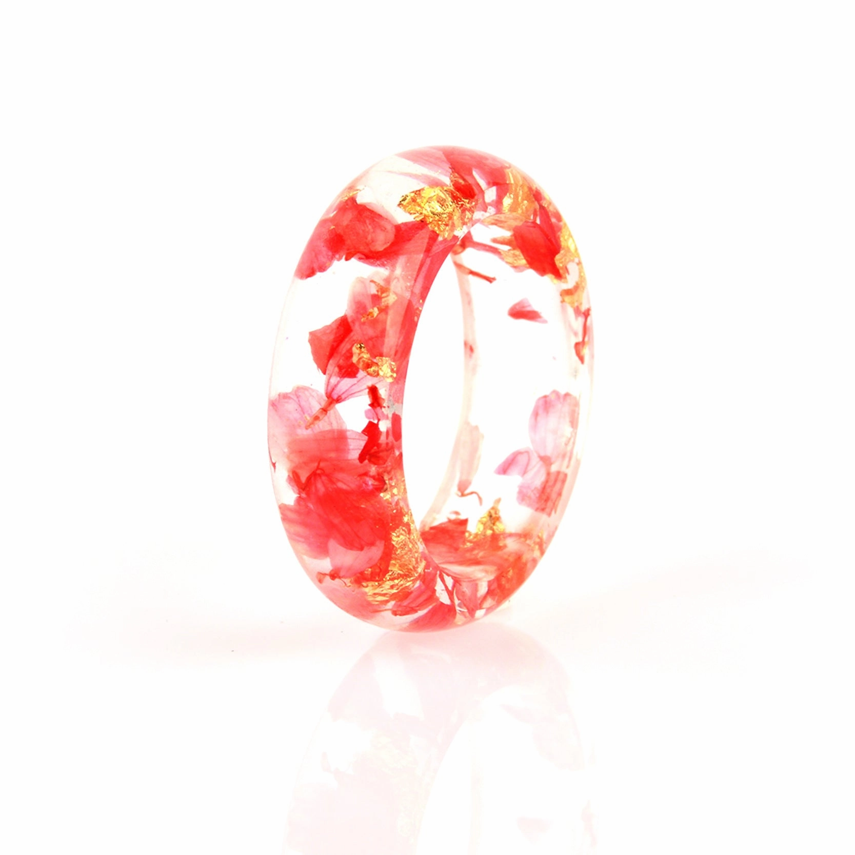 Wholesale new dried flower resin Mori small fresh gold foil drop glue ring