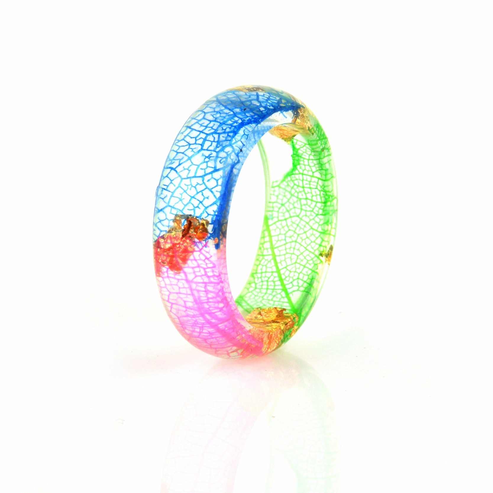 Wholesale new dried flower resin Mori small fresh gold foil drop glue ring