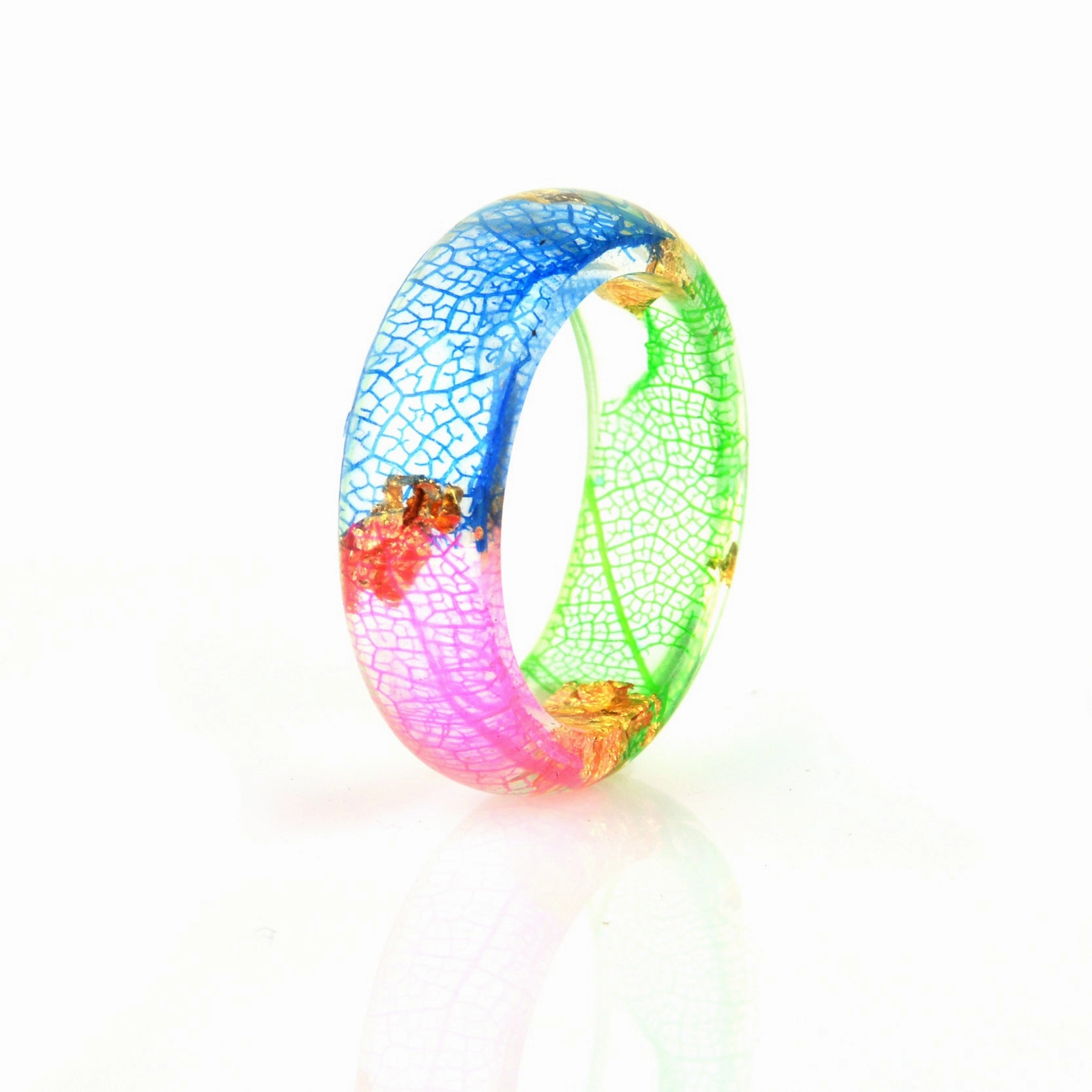 Wholesale new dried flower resin Mori small fresh gold foil drop glue ring