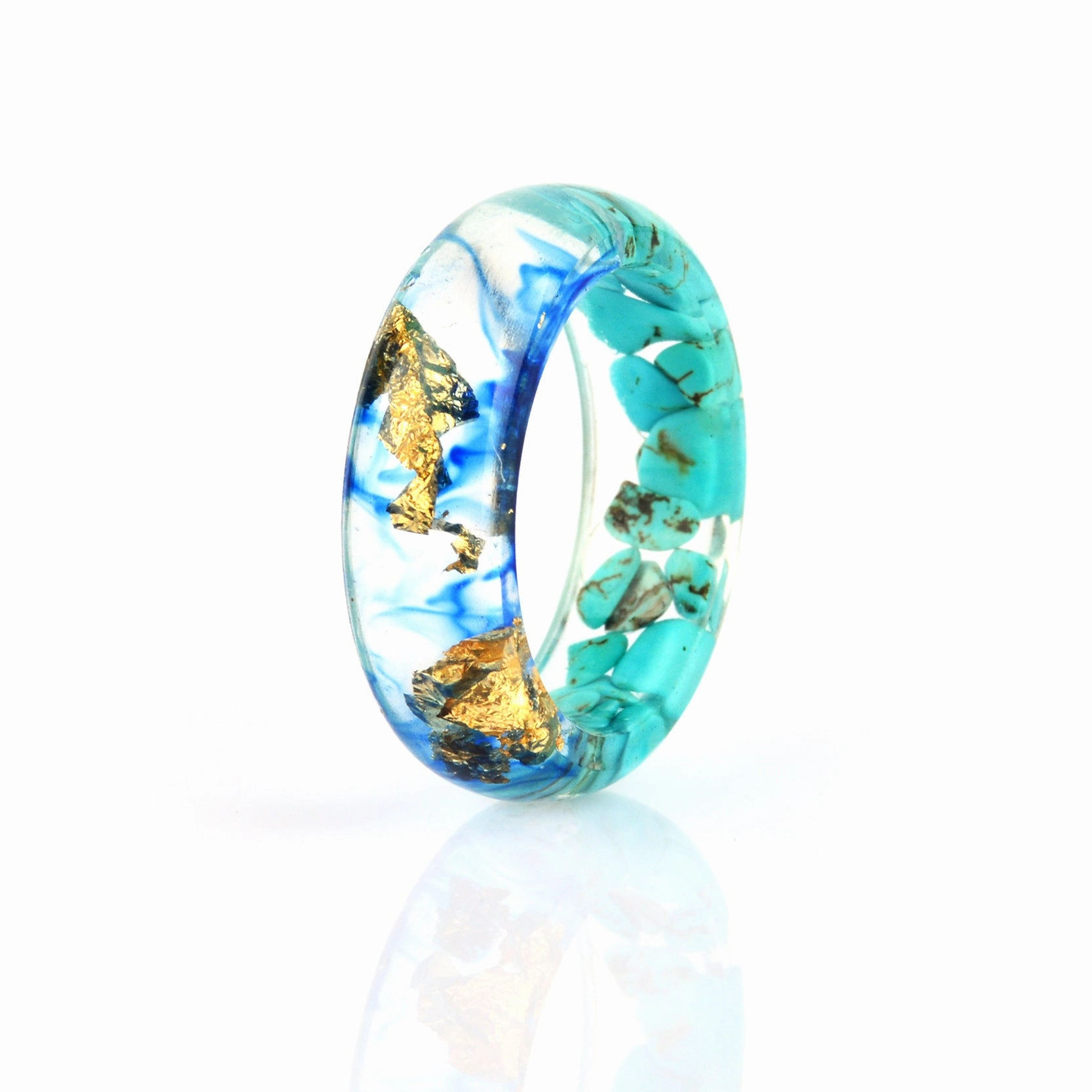 Wholesale new dried flower resin Mori small fresh gold foil drop glue ring