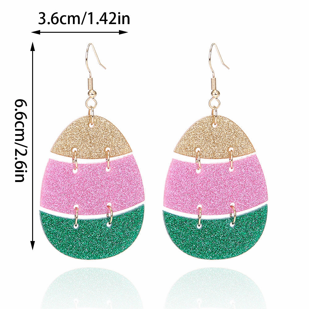 Wholesale New Easter Acrylic Earrings Handmade Shining Colorful Egg Cute Rabbit Stitching Earrings
