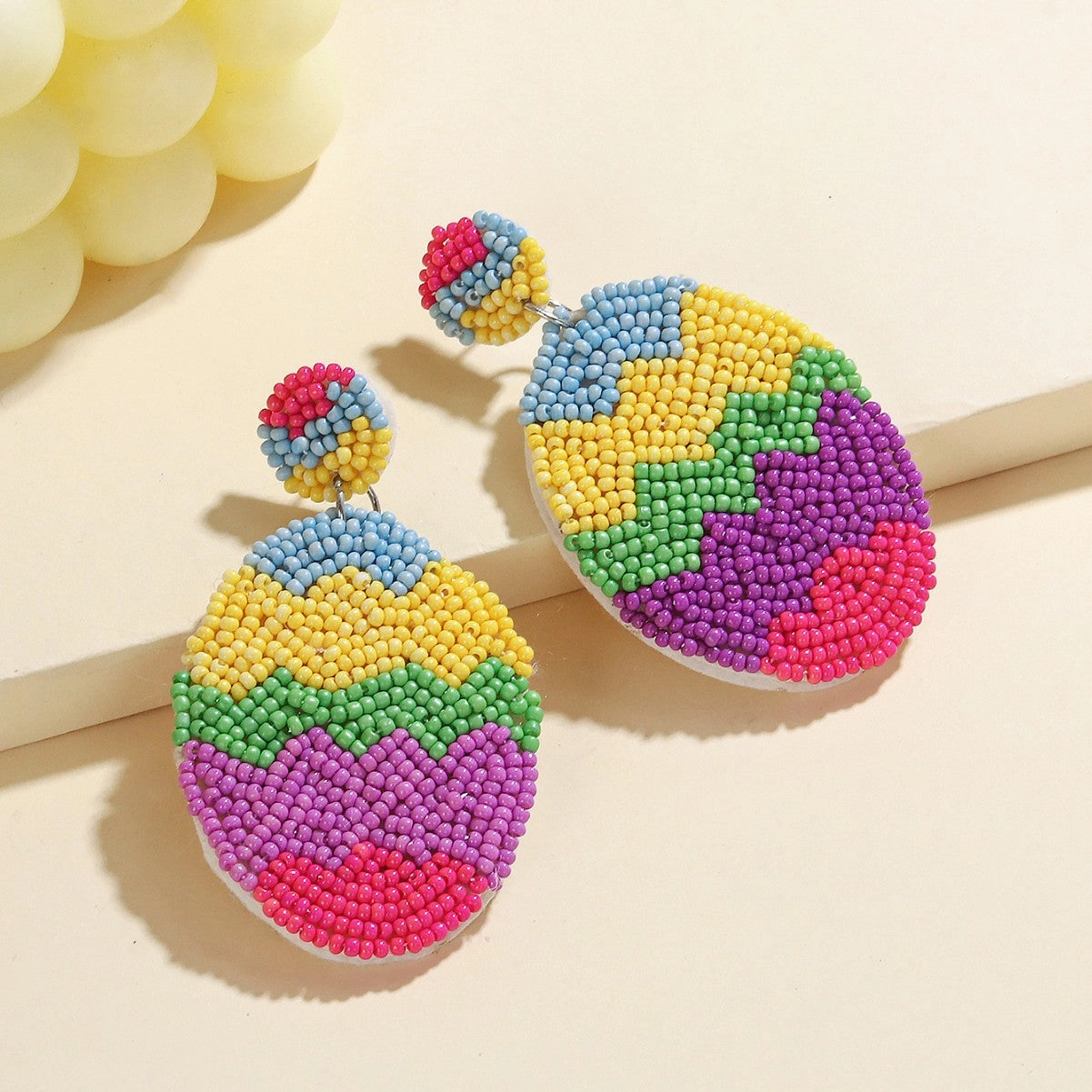Wholesale New Easter Beaded Earrings Handmade Fabric Rice Beads Bohemian Creative Bunny Flower Basket Earrings
