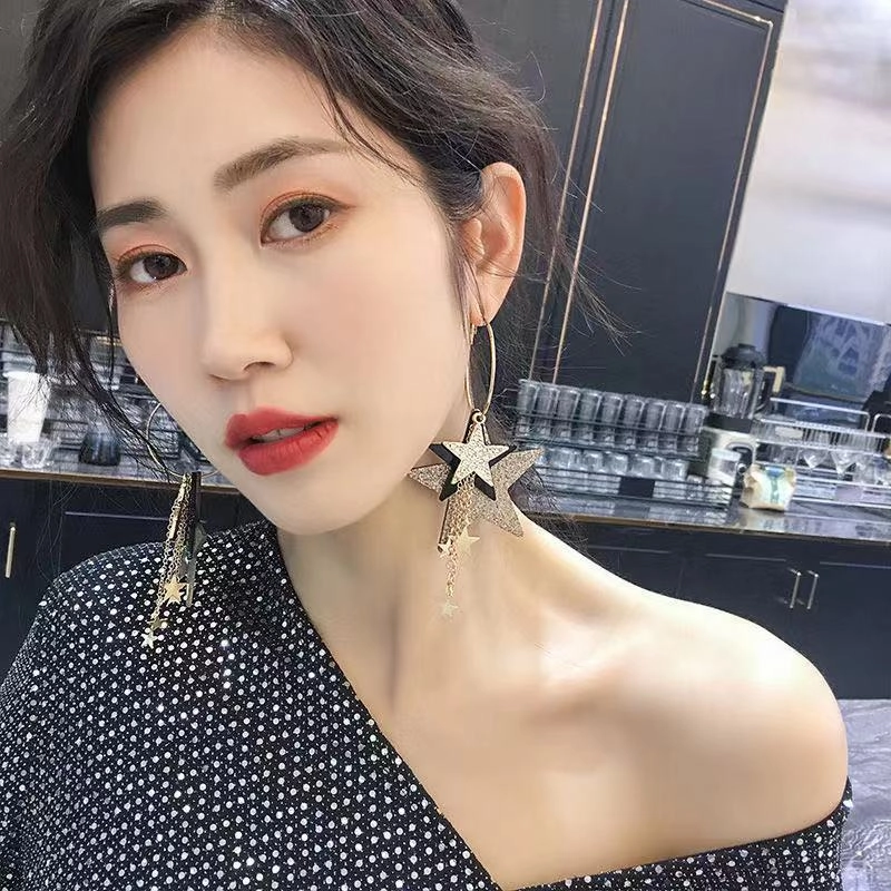 Wholesale  new exaggerated five-pointed star earrings earrings trendy face slimming earrings