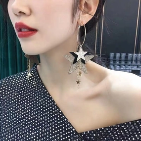 Wholesale  new exaggerated five-pointed star earrings earrings trendy face slimming earrings