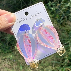 Wholesale new fashion earrings trend creative acrylic colorful hot air balloon Christmas earrings jewelry earrings