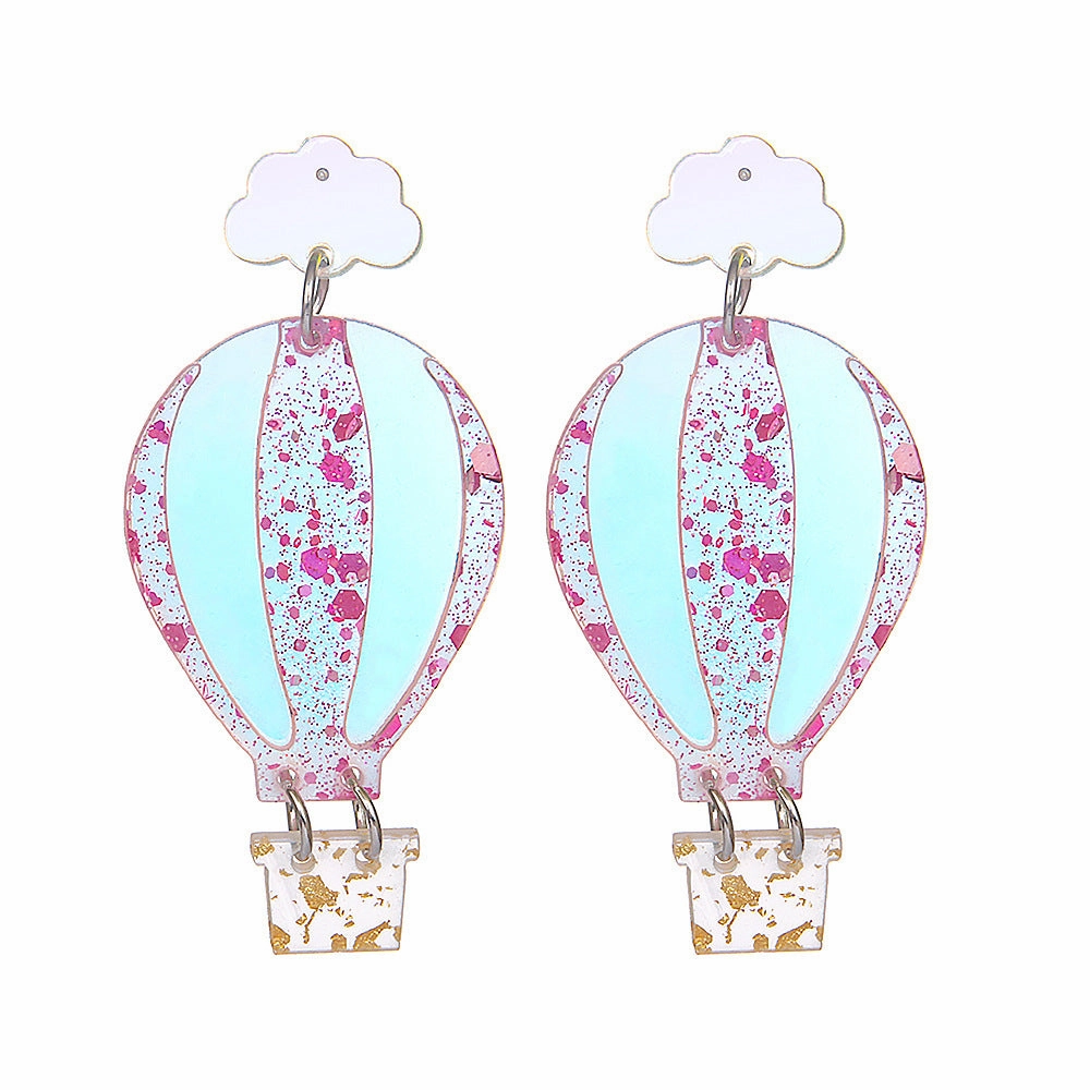Wholesale new fashion earrings trend creative acrylic colorful hot air balloon Christmas earrings jewelry earrings