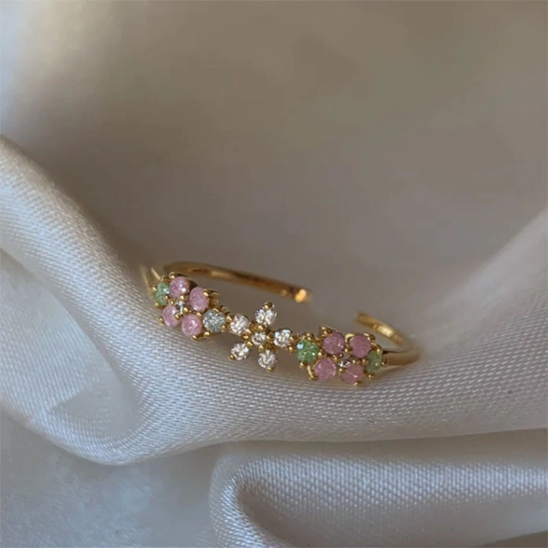 Wholesale New Flower Moon Butterfly Zircon Sweet and Cute Open Ring
