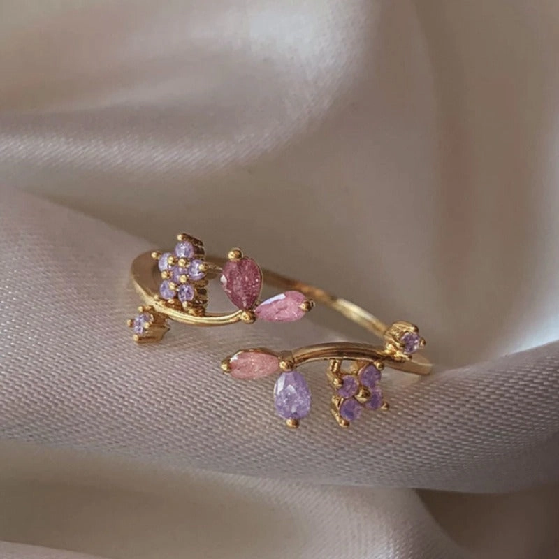 Wholesale New Flower Moon Butterfly Zircon Sweet and Cute Open Ring