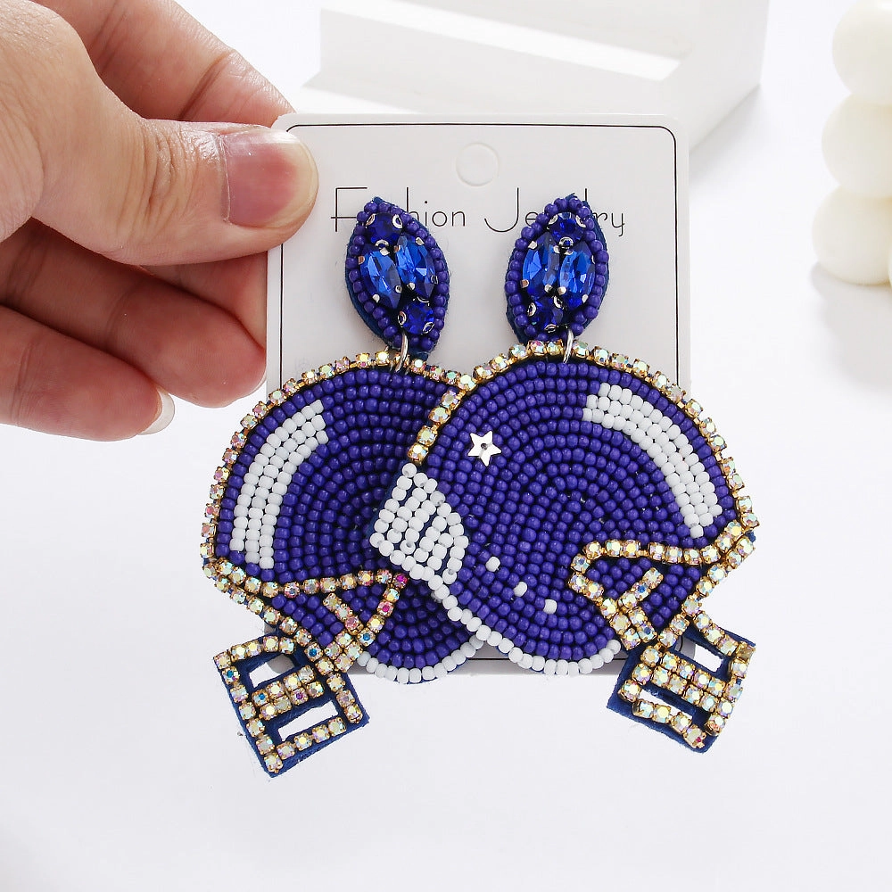 Wholesale New Game Day Sports Series Earrings Hand-woven Football Football Beaded Earrings