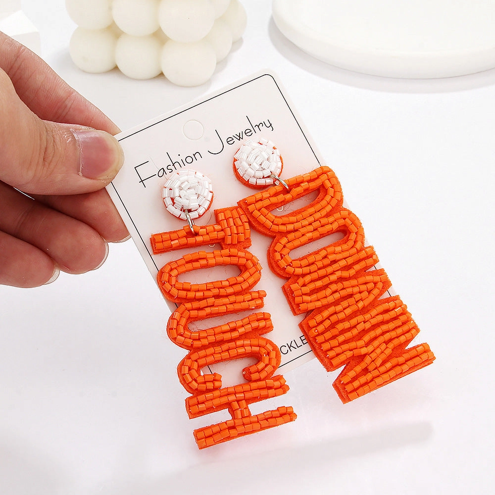 Wholesale New Game Day Sports Series Earrings Hand-woven Football Football Beaded Earrings