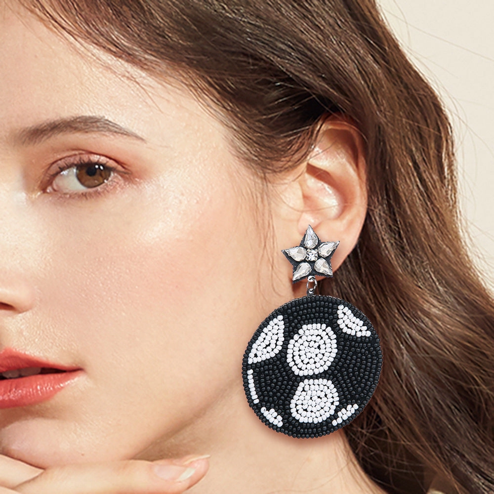 Wholesale New Game Day Sports Series Earrings Hand-woven Football Football Beaded Earrings