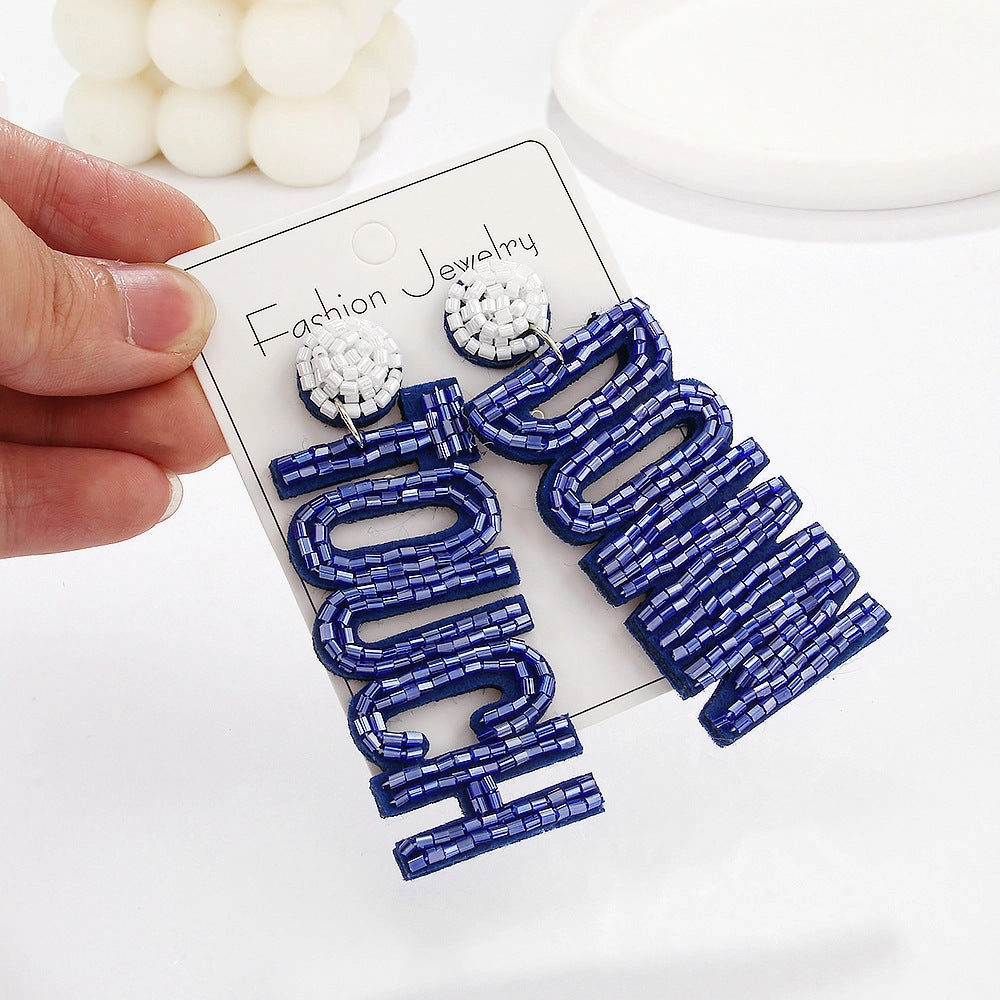 Wholesale New Game Day Sports Series Earrings Hand-woven Football Football Beaded Earrings