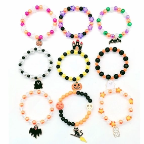 Wholesale New Halloween Handmade Beaded Hand Decorated Pumpkin Alloy Bracelet