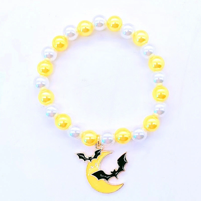 Wholesale New Halloween Handmade Beaded Hand Decorated Pumpkin Alloy Bracelet
