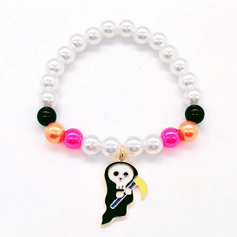 Wholesale New Halloween Handmade Beaded Hand Decorated Pumpkin Alloy Bracelet