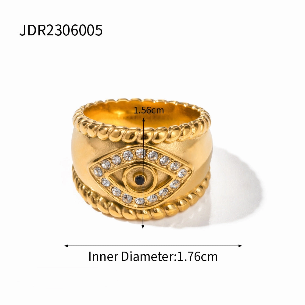 Wholesale New High Sales Demon Eye Stainless Steel Gold Plated Ring