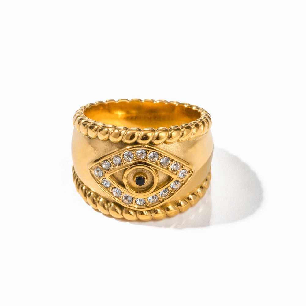 Wholesale New High Sales Demon Eye Stainless Steel Gold Plated Ring