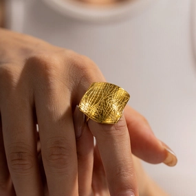 Wholesale New Mesh Design Stainless Steel 18K Gold Plated Ring