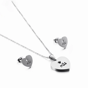 Wholesale New Mother's Day Gift Simple Love Hollow Necklace Earrings Set of Two