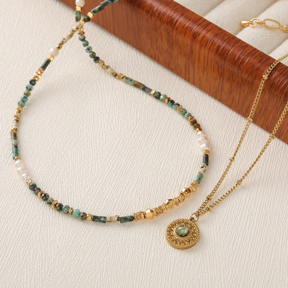 Wholesale New Natural Freshwater Pearl Turquoise Handmade Beaded Necklace Original Design