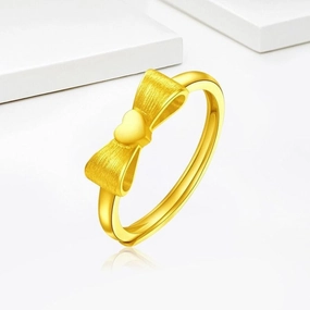 Wholesale New online celebrity gold plated Princess bow ring female brass gold live mouth plain ring Valentine's Day gift