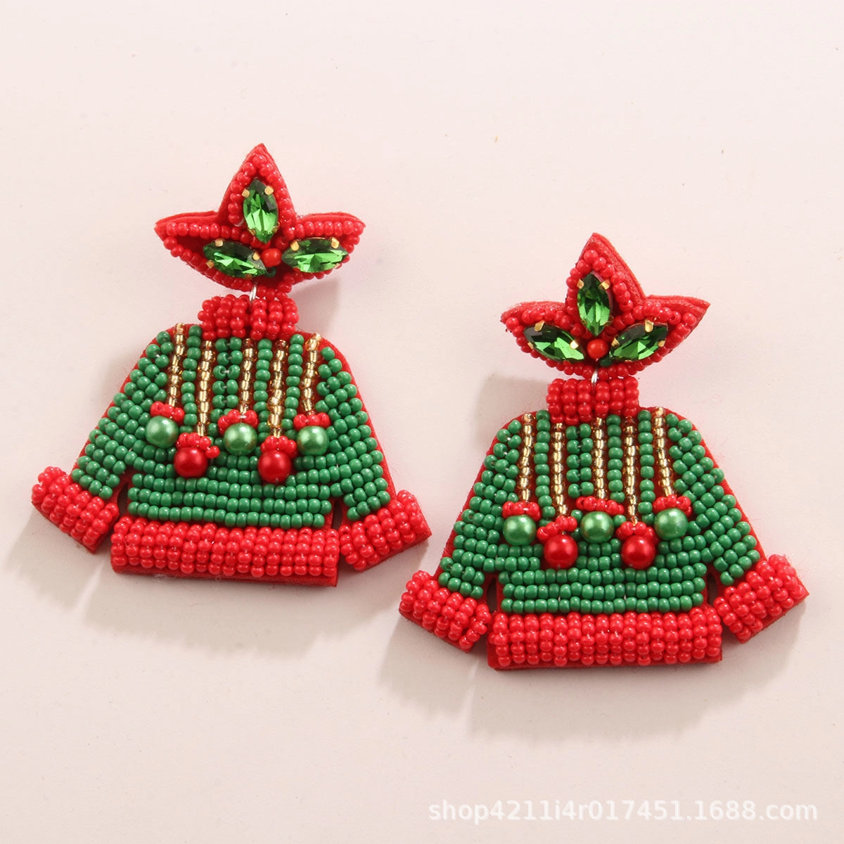 Wholesale New Rice Beads Fashionable Temperament Creative Christmas Style Rice Beads Earrings