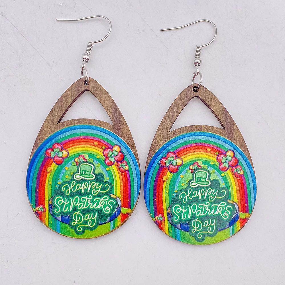 Wholesale New St. Parcret festival Green lucky grass rainbow beard earrings