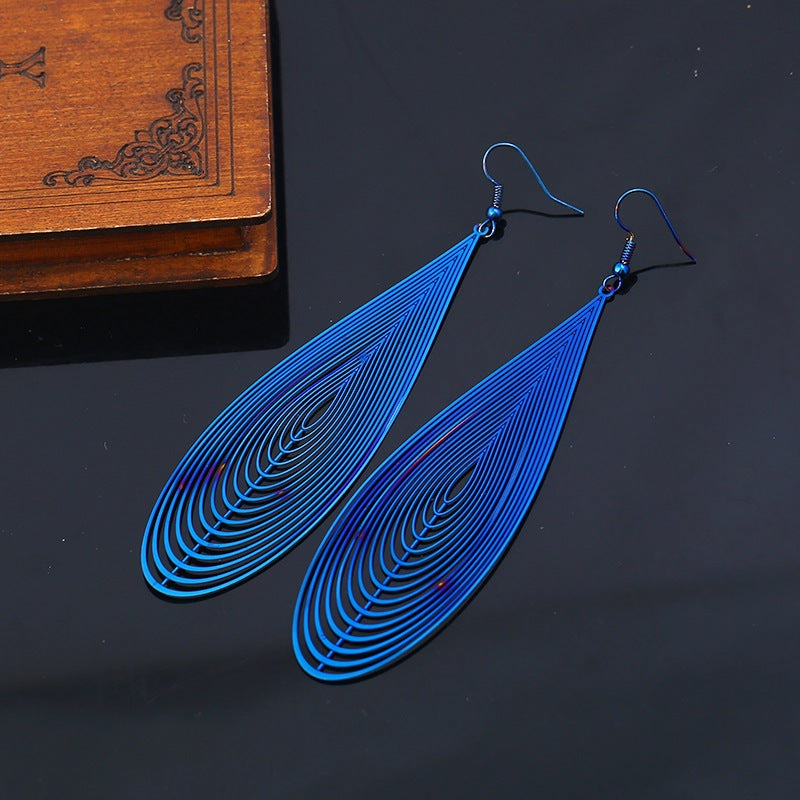 Wholesale New stainless steel colorful hollow metal jewelry water drop earrings