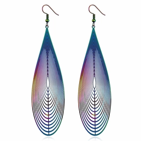 Wholesale New stainless steel colorful hollow metal jewelry water drop earrings