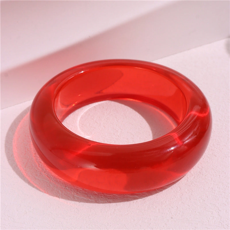 Wholesale New Stylish Transparent Red Resin Style Stacked Bracelet