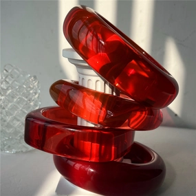 Wholesale New Stylish Transparent Red Resin Style Stacked Bracelet