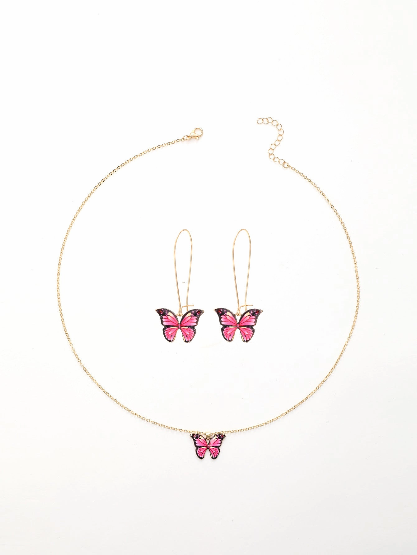 Wholesale New Three-piece Summer Beach-inspired Coloured Butterfly Gold Chain