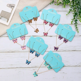Wholesale New Three-piece Summer Beach-inspired Coloured Butterfly Gold Chain