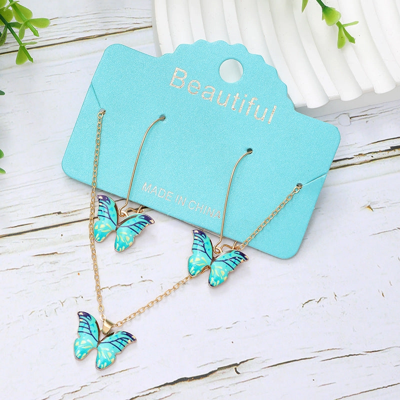 Wholesale New Three-piece Summer Beach-inspired Coloured Butterfly Gold Chain