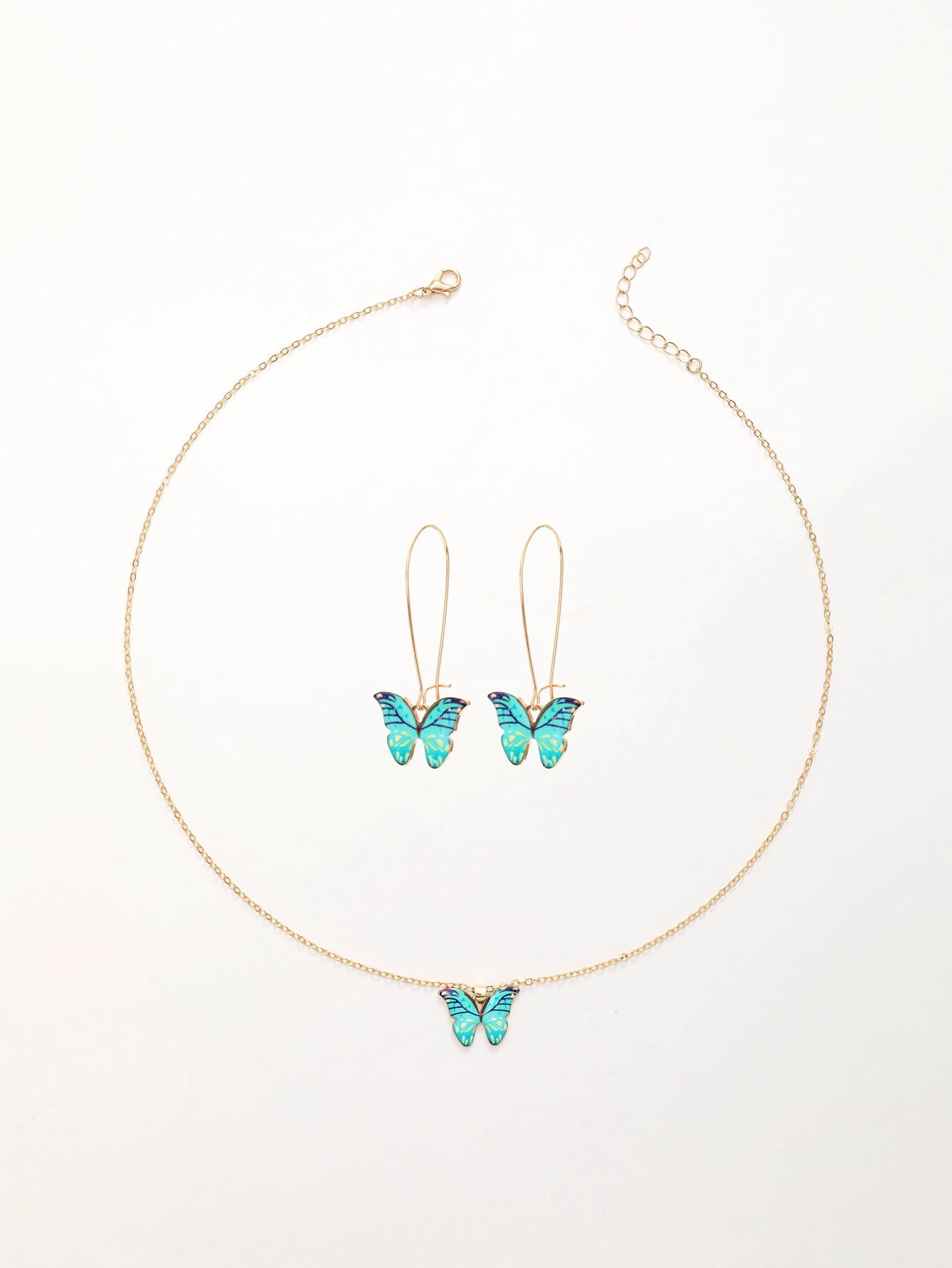 Wholesale New Three-piece Summer Beach-inspired Coloured Butterfly Gold Chain