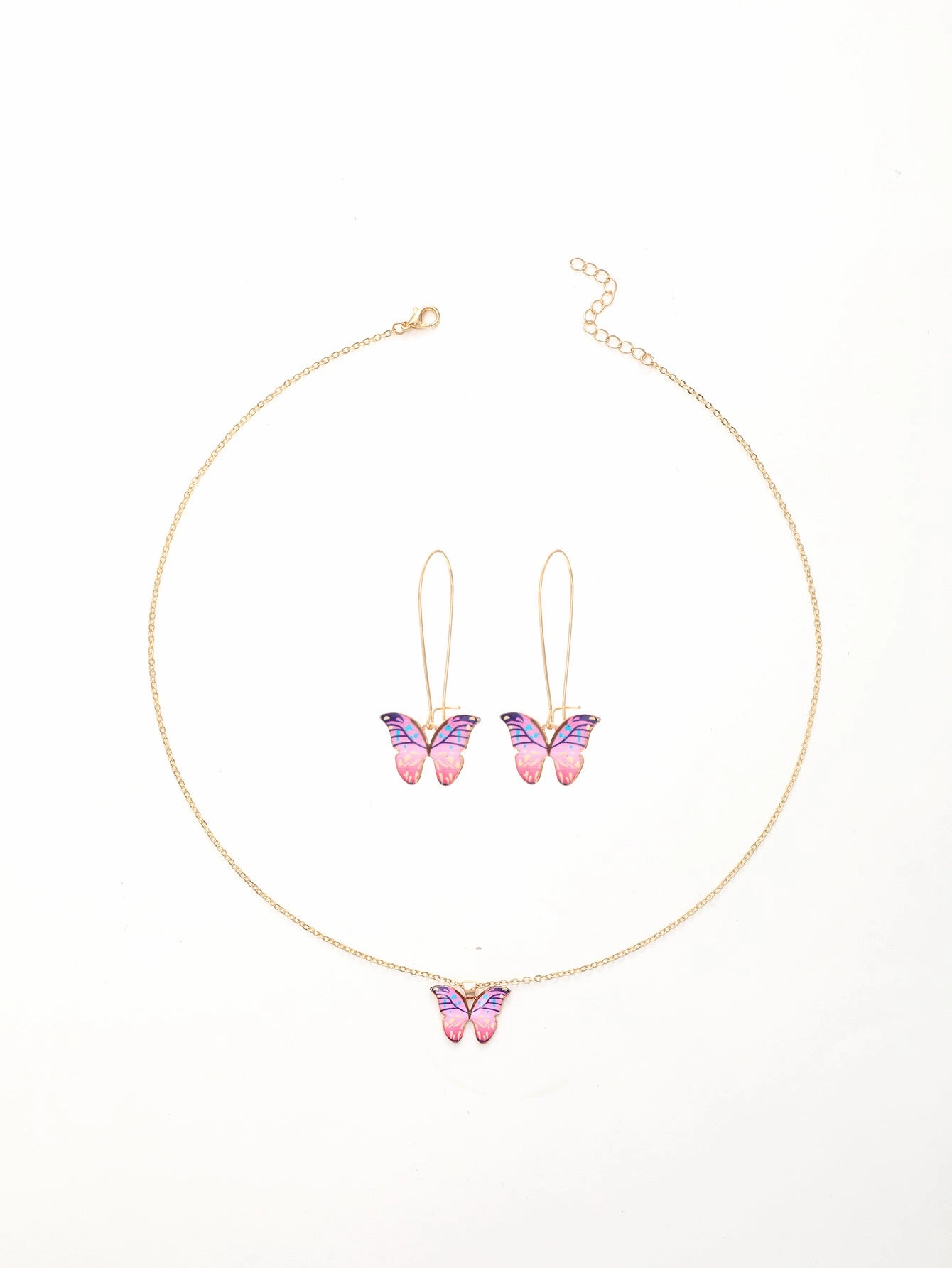 Wholesale New Three-piece Summer Beach-inspired Coloured Butterfly Gold Chain