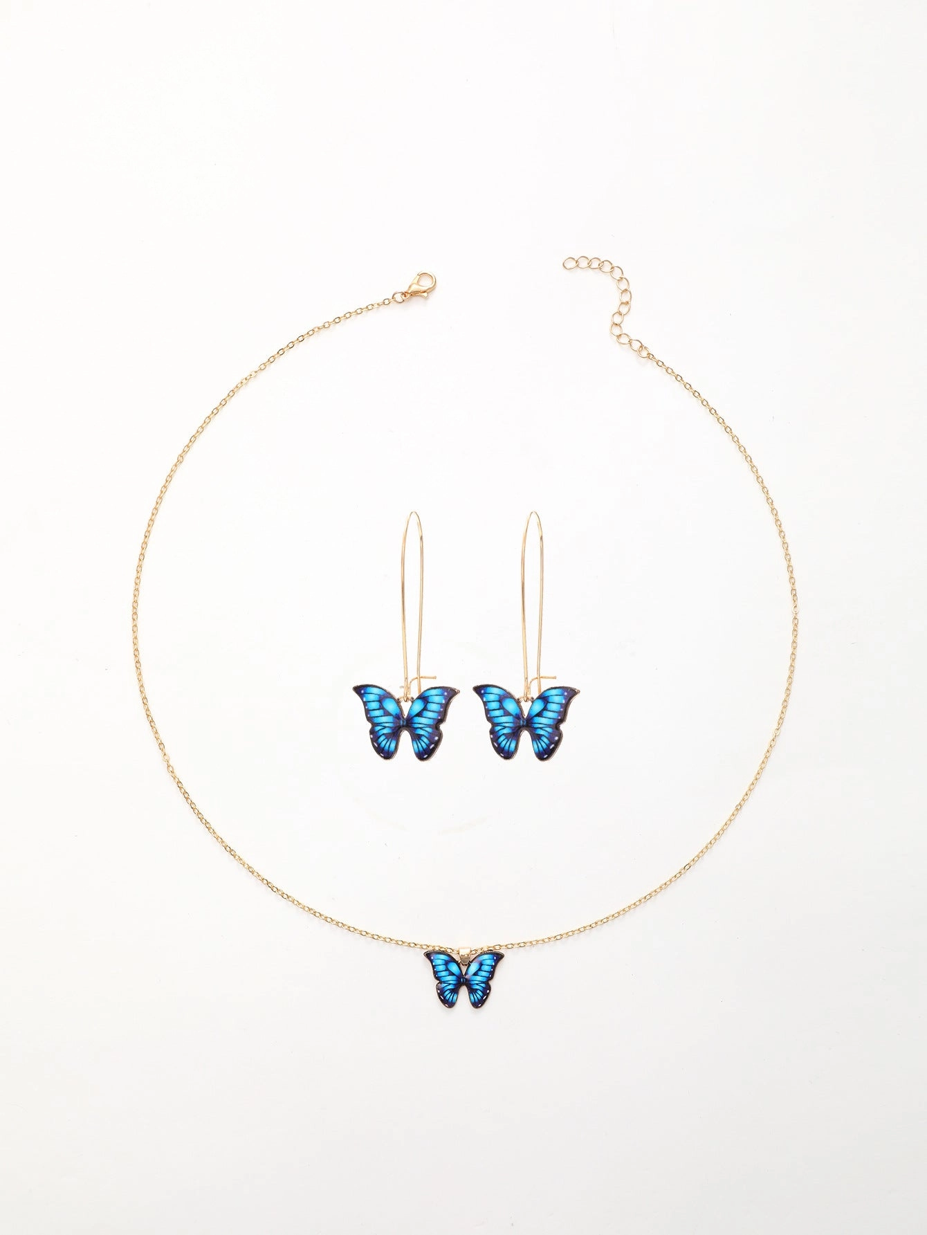 Wholesale New Three-piece Summer Beach-inspired Coloured Butterfly Gold Chain
