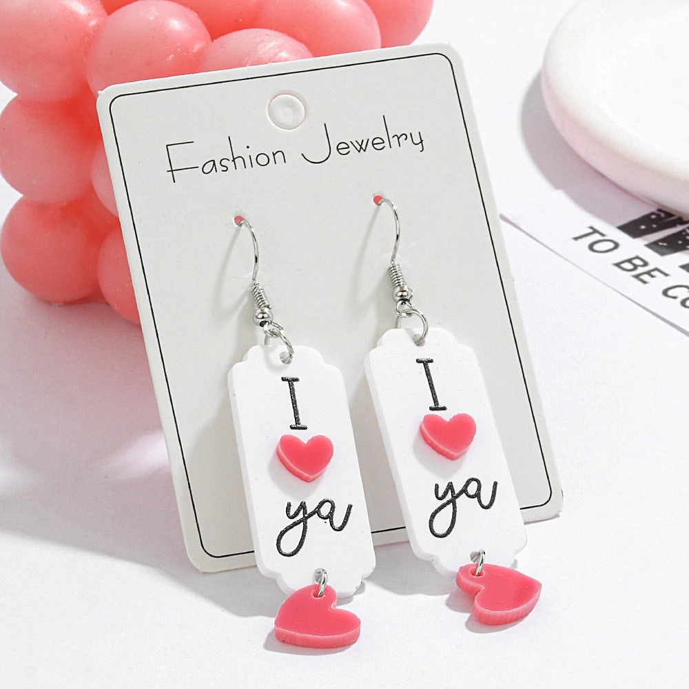 Wholesale new Valentine's Day earrings series English letters acrylic I love you love earrings